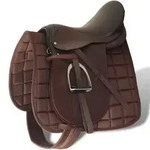 "Pferdereiten Sattelset 16" echtes Leder braun 14 cm 5-in-1"