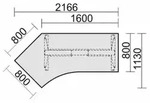 Schreibtisch E-Flex H650-1250xB2166xT1130mm wei&szlig;/silber li.135Grad...
