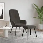 vidaXL Relaxsessel mit Hocker Dunkelgrau Samt