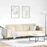 vidaXL Sofa mit Kissen Creme 250 x 77 x 76 cm Cordstoff