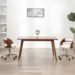 vidaXL Esszimmerst&uuml;hle 2 Stk. Drehbar Wei&szlig; Bugholz und Kunstleder