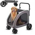 VEVOR Hundebuggy 79x91x113 cm, Hundewagen 4 R&auml;der mit Bremsen, Hundetrolley,