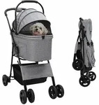 vidaXL Faltbarer Haustierwagen Grau 81 x 47 x 99 cm Polyester