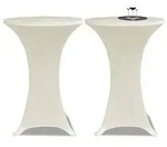 2 x Tischhusse f&uuml;r Stehtisch Stretchhusse &Oslash;80 cm cremefarben