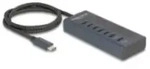 Delock USB 10 Gbps Hub mit 7 Type-C Ports davon 6 x Datenport+ 1 Daten und PD 20