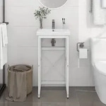 vidaXL Badezimmer Waschtischgestell Wei&szlig; 40x38x83 cm Eisen