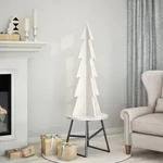 vidaXL Weihnachtsbaum zum Schm&uuml;cken Wei&szlig; 112 cm Massivholz Kiefer