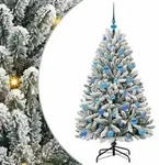 vidaXL K&uuml;nstlicher Weihnachtsbaum Gr&uuml;n und Wei&szlig; 150 cm PVC und Metall
