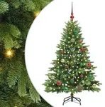 vidaXL K&uuml;nstlicher Weihnachtsbaum mit 150 LEDs Gr&uuml;n 150 cm PE und PVC