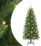 vidaXL K&uuml;nstlicher Weihnachtsbaum mit 150 LEDs Gr&uuml;n 150 cm PE und PVC