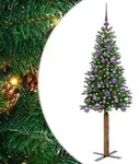 vidaXL Schlanker Weihnachtsbaum mit 150 LEDs mit St&auml;nder Gr&uuml;n 150 cm