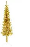 vidaXL K&uuml;nstlicher Halb-Weihnachtsbaum mit St&auml;nder Schlank Gold 120 cm