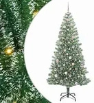 vidaXL K&uuml;nstlicher Weihnachtsbaum beschneit mit LED Licht 210 cm