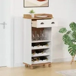 vidaXL Weinschrank ASKIM f&uuml;r 12 Flaschen Wei&szlig; Massivholz Kiefer