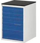 Schubladenschrank BK 650 H820xB580xT650mm lichtgrau/blau 6Schubl.Einfach.TECWERK