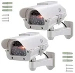 2x Dummy Premium Solar &Uuml;berwachungs Kamera Attrappe Au&szlig;en blinkende LED