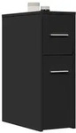 vidaXL Badschrank Schmal mit Rollen Schwarz Holzwerkstoff