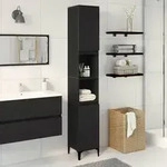 vidaXL Badschrank Schwarz Eiche 30x30x190 cm Holzwerkstoff