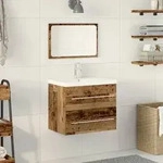 vidaXL Waschbeckenschrank mit Einbaubecken Altholz Holzwerkstoff