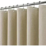 Duschvorhang Leinen Metall Duschvorhangringe 182x182cm Taupe