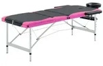 vidaXL Massageliege Klappbar 3-Zonen Aluminiumgestell Schwarz und Rosa