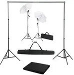 vidaXL Fotostudio-Set mit Hintergrund, Leuchten und Schirmen