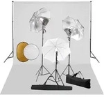 vidaXL Fotostudio-Set mit Lampen, Schirmen, Hintergrund & Reflektor