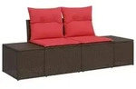 vidaXL Garten-Sofa mit Kissen 184 x 62 x 69 cm Poly-Rattan
