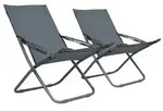 vidaXL Klappbare Strandst&uuml;hle 2 Stk. Stoff Grau