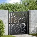 vidaXL Gartentor Schwarz 105x106 cm Stahl Spurendesign