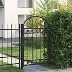 vidaXL Zauntor mit Gew&ouml;lbter Spitze Stahl 100 x 150 cm Schwarz