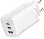 Wandladeger&auml;t GaN-Schnellladeger&auml;t mit 3 Anschl&uuml;ssen 2x USB-C, 1x USB-A in Wei&szlig;