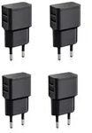Wicked Chili 4er Set Dual USB Ladeger&auml;t 12W / 2400mA Pro Series (Netzstecker 90&deg;