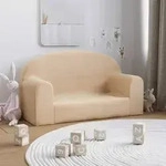 vidaXL Kindersofa 2-Sitzer Creme Weicher Pl&uuml;sch