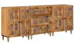 vidaXL Sideboard 3 pcs Natur 60 x 33,5 x 75 cm Massivholz Mango