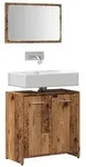 vidaXL Badschrank mit Spiegel Altholz-Optik Holzwerkstoff