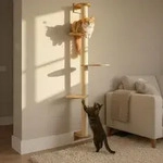 175 cm Wandkratzbaum mit 3 Plateaus f&uuml;r Katzen - Sisal Kratzbaum zur Wandmontage