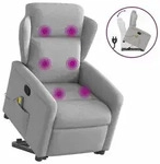 vidaXL Massagesessel mit Aufstehhilfe Wolkengrau Stoff