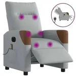 vidaXL Massagesessel Elektrisch Hellgrau Stoff
