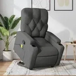 vidaXL Massagesessel mit Aufstehhilfe Dunkelgrau Stoff