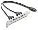 Delock USB Typ-E Key A Stecker zu 2 x USB 5 Gbps Typ-A Buchse mit Slotblech