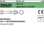 Baubolzen R 89601 CE 6-ktmutter M16x 190 Mu 4.8 galv.verz. 25 St&uuml;ck