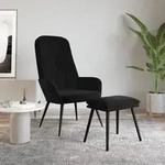 vidaXL Relaxsessel mit Hocker Schwarz Samt