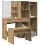vidaXL Schminktisch-Set mit LED-Leuchten Artisan-Eiche Holzwerkstoff