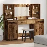 vidaXL 3-tlg. Schminktisch-Set Altholz Holzwerkstoff
