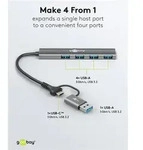 GOOBAY USB3.2 Hub 79149 Slim 4 Port USB-A/USB-C auf USB-A 5 Gbit/s