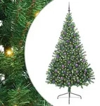 vidaXL K&uuml;nstlicher vorbeleuchteter Weihnachtsbaum Gr&uuml;n 240 cm PVC