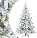 vidaXL K&uuml;nstlicher klappbarer Weihnachtsbaum Wei&szlig; 210 cm PVC und Stahl