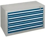 Schubladenblock 36284 60cm 5 Sch&uuml;be lichtgrau/blau