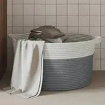 vidaXL Aufbewahrungskorb Grau und Wei&szlig; &Oslash;40x25 cm Baumwolle
